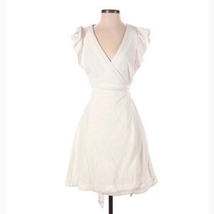 Madewell A-line Wrap Dress Cap Ruffle Sleeve XS Ivory White NWT